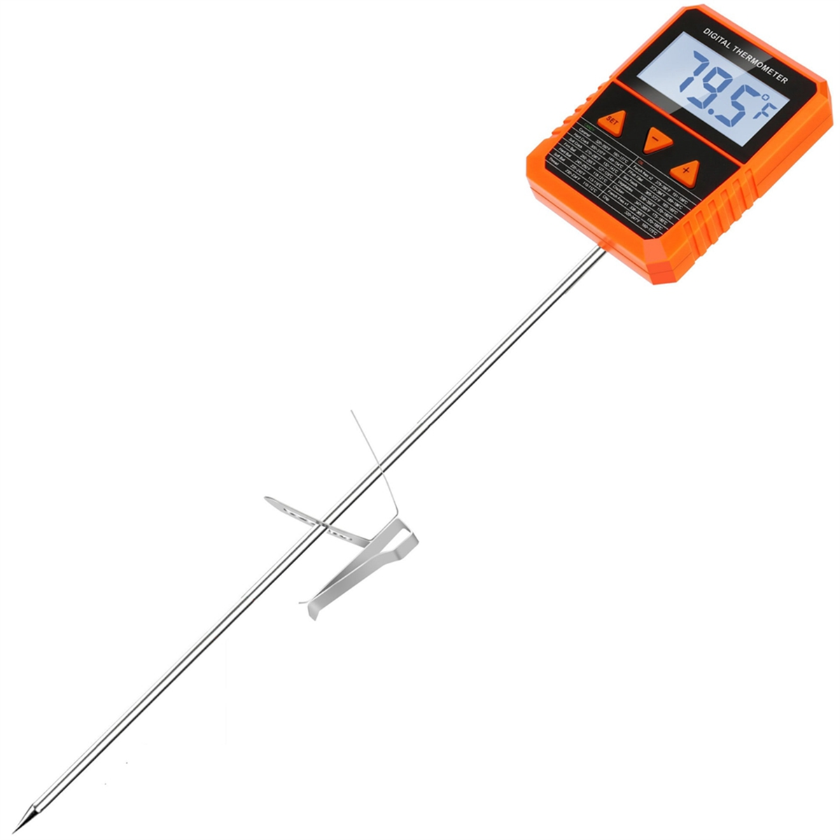 Termómetro de sonda para dulces con Clip de olla, función de alarma, IPX6, resistente al agua, pantalla grande giratoria, termómetro de aceite para freír profundamente