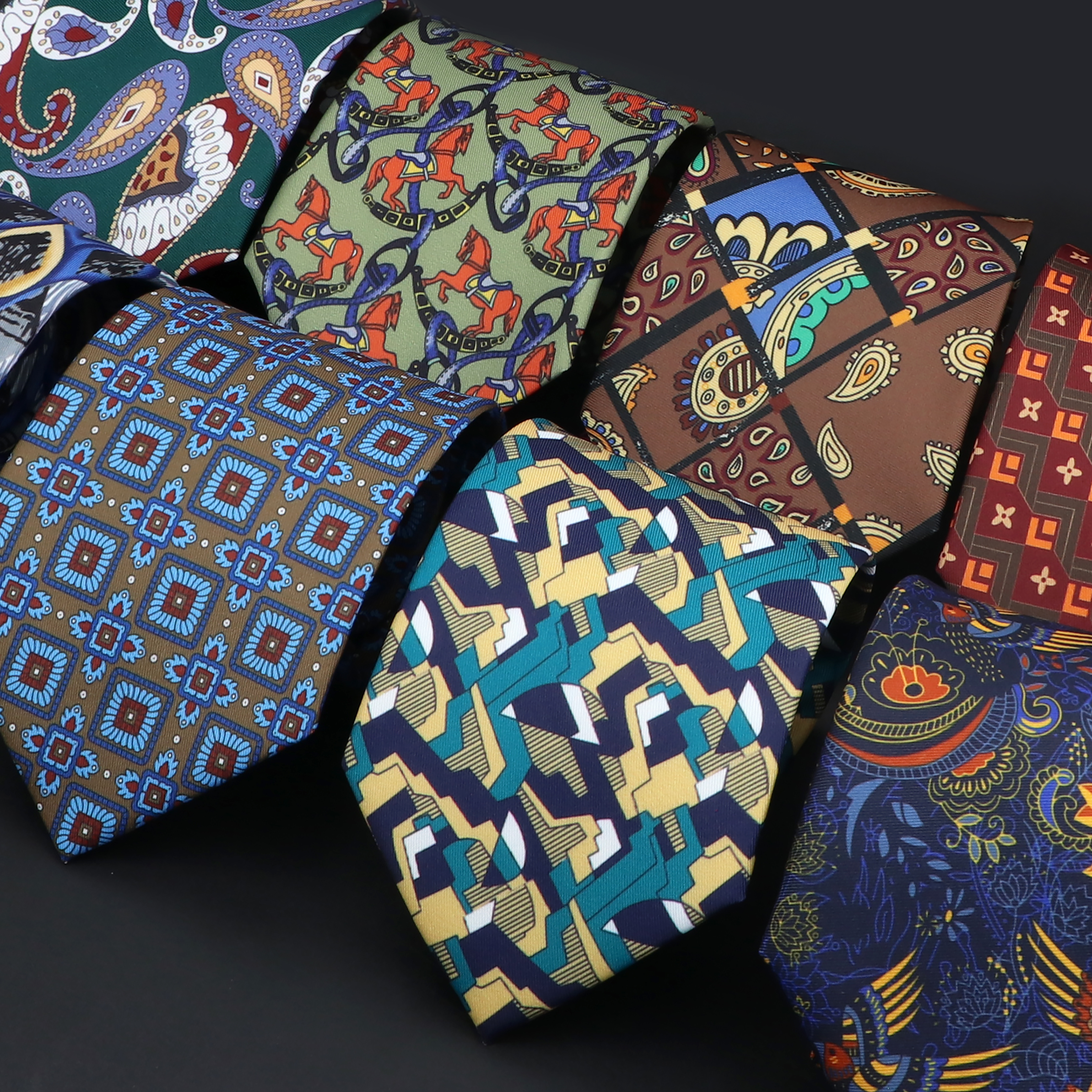 9Cm Bruin Blauw Mannen Tie Vintage Bloemen Geometry Print Stropdas Mens Wedding Zakelijke Bijeenkomst Pak Shirt Dagelijkse Slijtage Accessoires