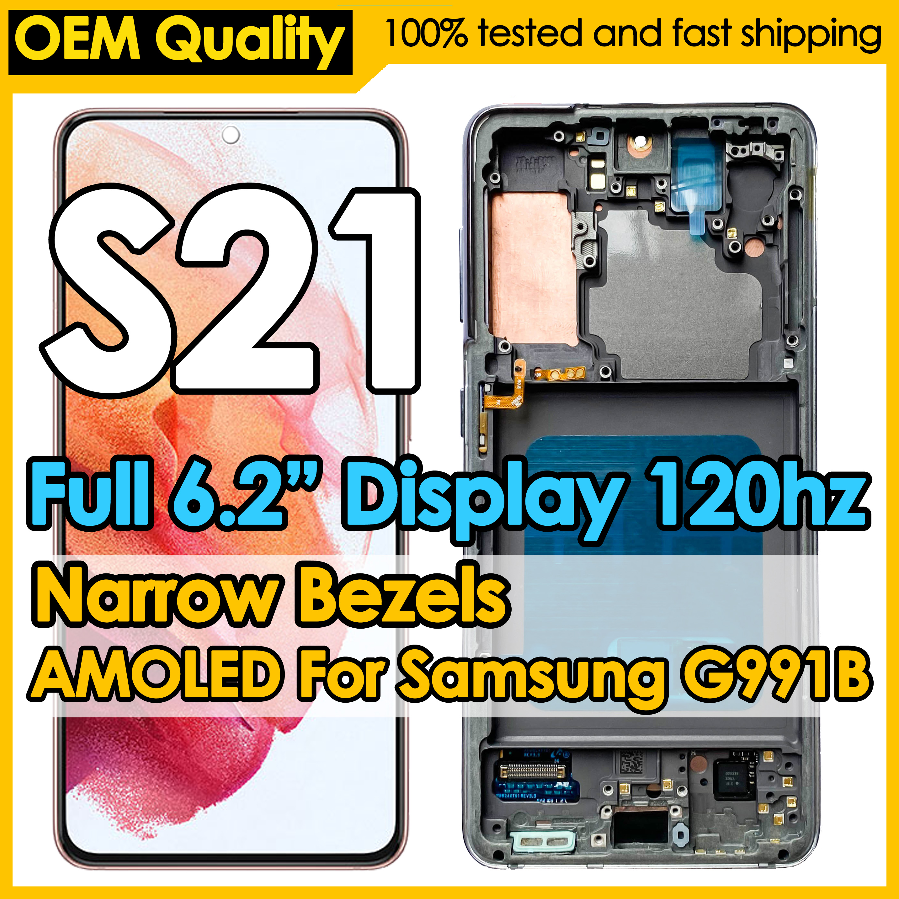 OEM динамический AMOLED для Samsung Galaxy S21, замена экрана дисплея 120 Гц G991B/DS G991U, ЖК-дисплей с сенсорным дигитайзером в сборе, оптовая продажа