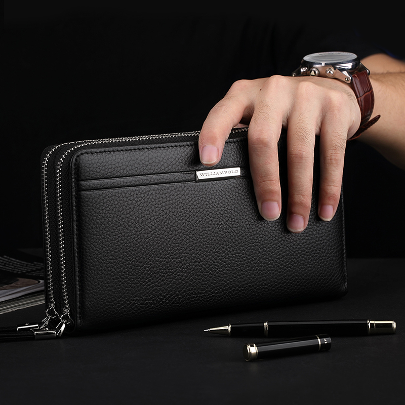 Casual leren handtas voor heren met grote capaciteit, modieuze gepersonaliseerde portemonnee, multifunctionele tashouder voor mobiele telefoon