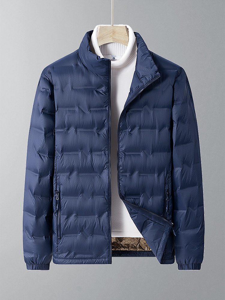 Chaqueta de plumón de invierno para hombre, cortavientos informal de negocios con cuello levantado, plumón de pato blanco, acolchado, ligero, talla grande 8XL