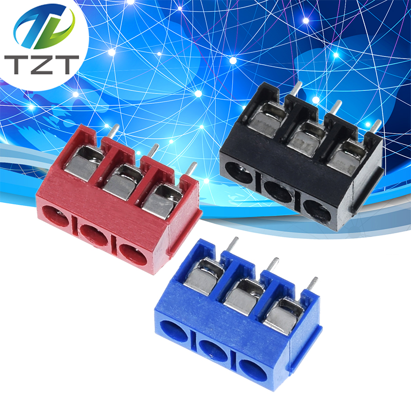10 STKS KF301- 3 P schroef 5.0mm terminal-blok 3 Pin Spliceable terminal-block Connector Zwart Rood en Blauw