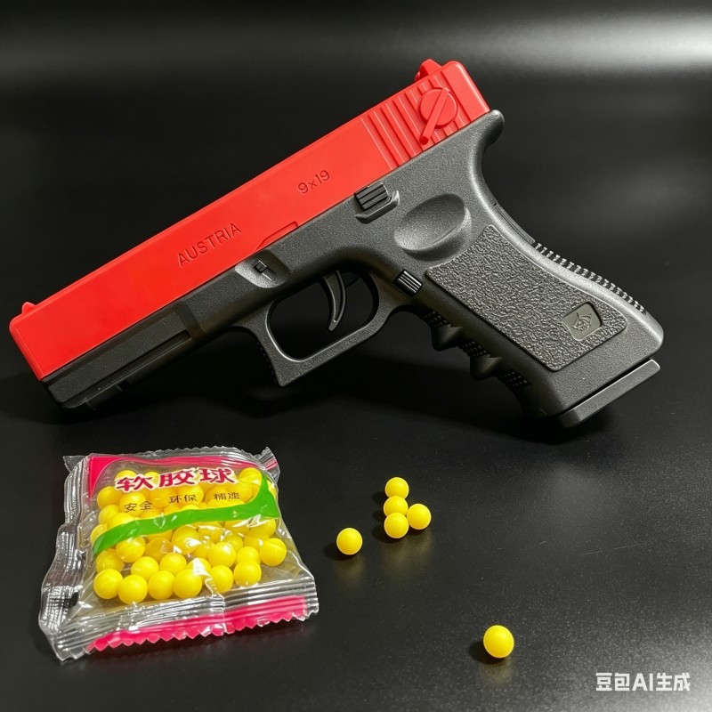 G17 Sanfte Spielzeugkugelpistole, 7-8mm Gummikugeln Spaßspiel, Interaktives Outdoor-Spielzeug, Schönes Geburtstagsgeschenk