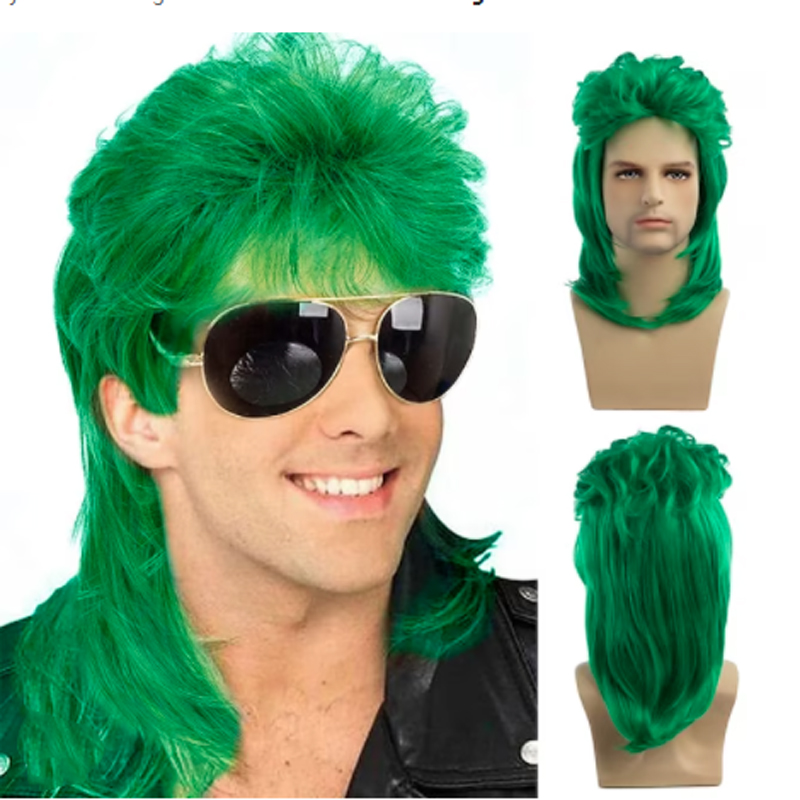 HAIRJOY Sallcks メンズボラウィッグ人工毛カーリー 70 年代 80 年代レトロコスプレ衣装ウィッグロッカーディスコファンシーショーウィッグ