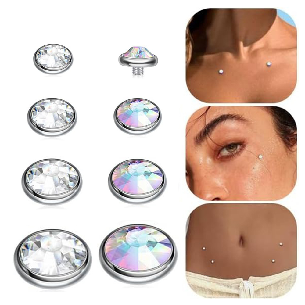 8 szt. Hipoalergicznych kolczyków do ciała z chirurgicznej stali, 14G, z kryształkami AB, biżuteria do piercingu, prezent, 3mm 4mm 5mm 6mm
