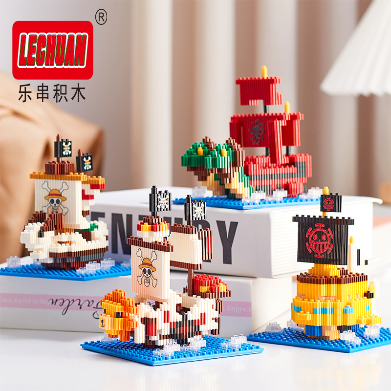 Thousand Sunny Micro Building Blocks Linkgo One Piece Пиратский корабль Polortang Going Merry Model Connection Мини-кирпичи Фигурка Игрушки