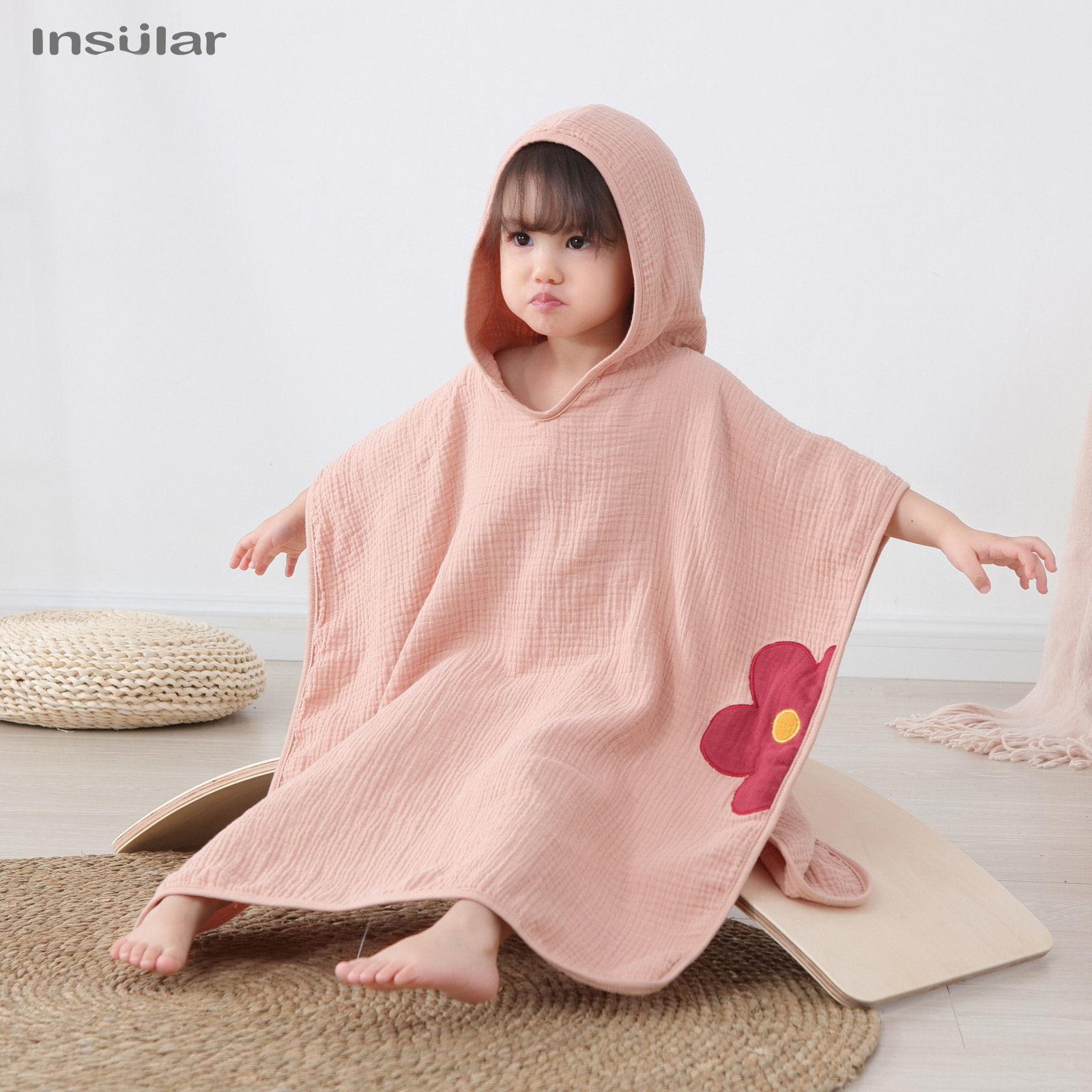 Asciugamano poncho con cappuccio per bambini in mussola Asciugamano da bagno con cappuccio per bambini Morbido telo da bagno da spiaggia per bambini