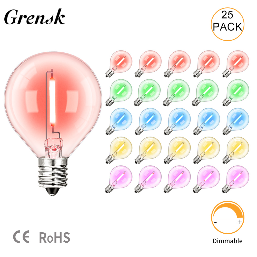Light Bulb G40 Colored Led String Light Replacement Bulb E12 Base 1W Globe MultiColored Ball Lamp RGB Birthday Party Decoration