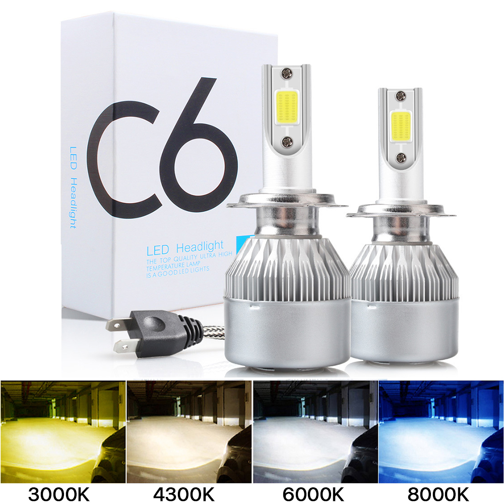 2PCS C6 ha condotto il faro dell'automobile H7 LED H4 Lampadina H8 H1 H3 H11 HB3 9005 HB4 9006 9007 Auto Lampade Fendinebbia 3000K 6000K 8000K all'ingrosso