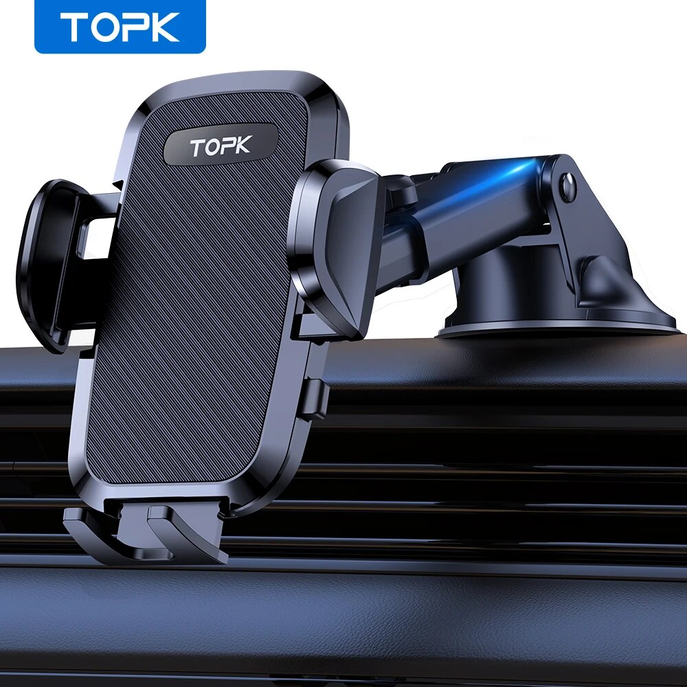 TOPK 携帯電話ホルダー 車用 電話マウント ダッシュボード フロントガラス iPhone 14 13 12 11 Pro Max、Samsung Galaxy S20+ S10 Note Plus用