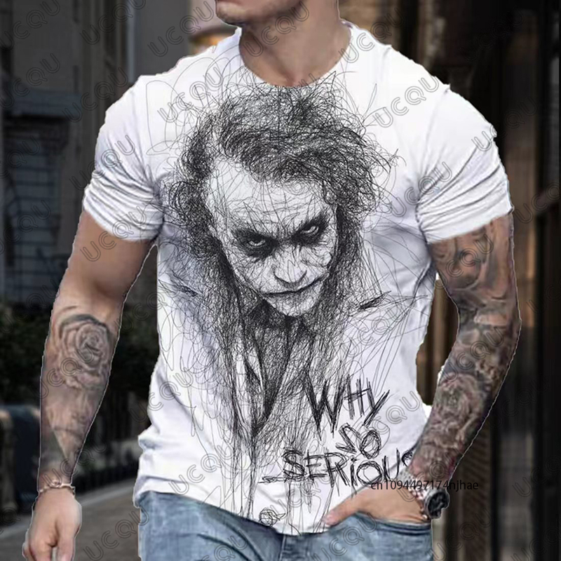 Nuova T-shirt Classica 2026 DC Comics Joker Stampa 3D da Uomo, Maglietta Estiva a Maniche Corte Clown, Abbigliamento Vintage Maschile Casual Oversize