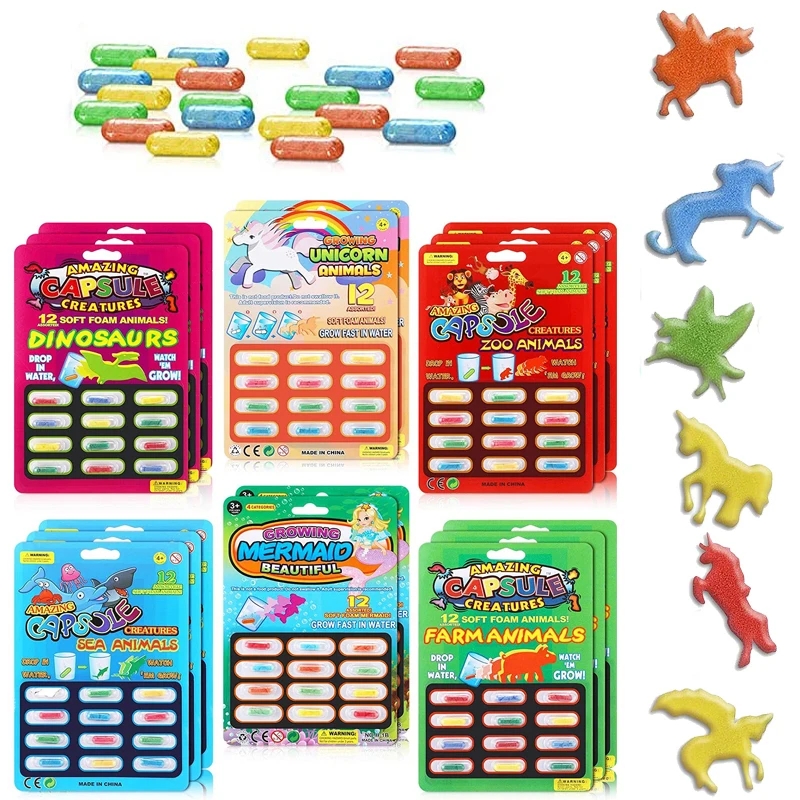 Cápsula mágica para o bebê, cápsula mágica de borracha colorida, unicórnio, macio, banho, água, segurança, presente, Natal, 5pcs