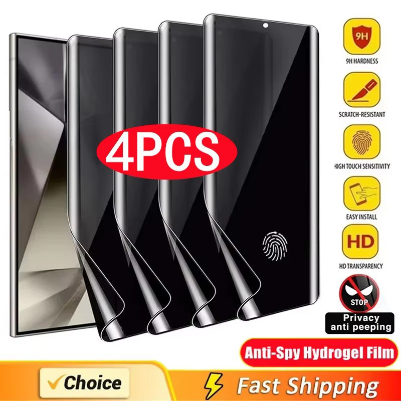 Película de hidrogel antiespía para Samsung S21 S23 S22 S24 Ultra FE S10 S8 S9 Plus Note 20 Ultra 9 10 Plus, Protector de pantalla de privacidad, 4 Uds.