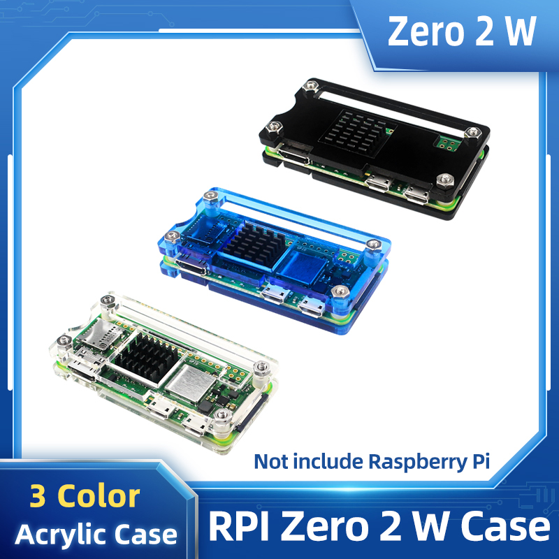 Raspberry Pi Zero 2 W อะคริลิคใสสีดําเปลือกสีฟ้าอุปกรณ์เสริม Passive Cooling ความร้อนสําหรับ Raspberry Pi Zero 2 W