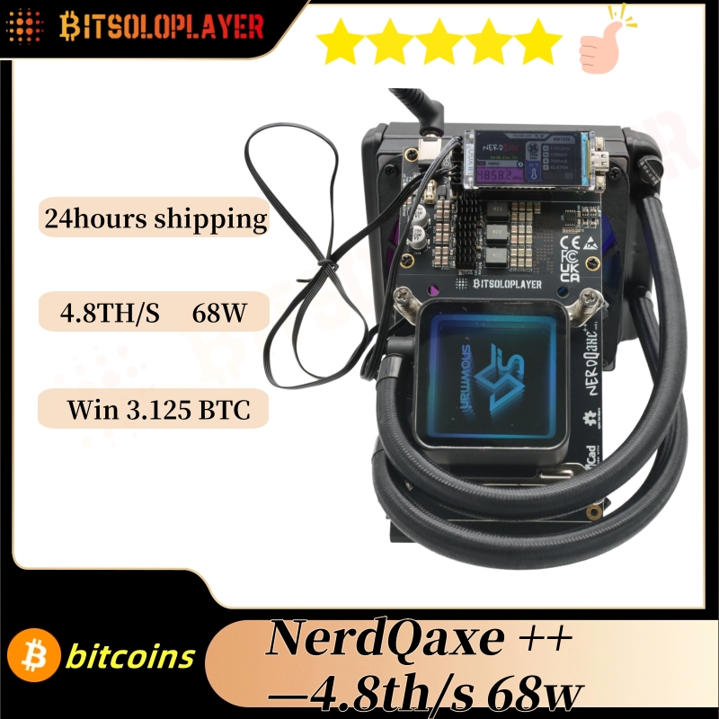 NerdQaxe++ ハイドロ 4.8TH/s 68W BTC ソロマイナー 4 個 BM1370 ASIC チップビットコインマイニング宝くじ機用
