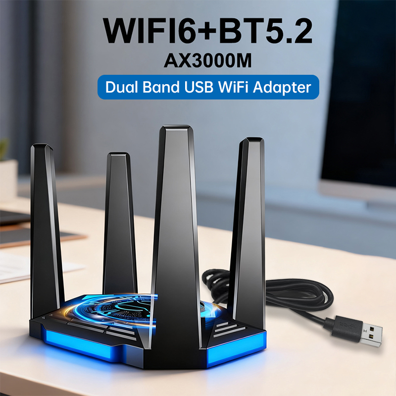 อะแดปเตอร์ WALRAM WiFi 6E USB ความเร็ว 3000Mbps รองรับ BT 5.2 แบบดูอัลแบนด์ 2.4GHz 5.8GHz WIFI6e USB 3.0 การ์ดเชื่อมต่อเครือข่าย ดองเกิล สำหรับ Win10/11