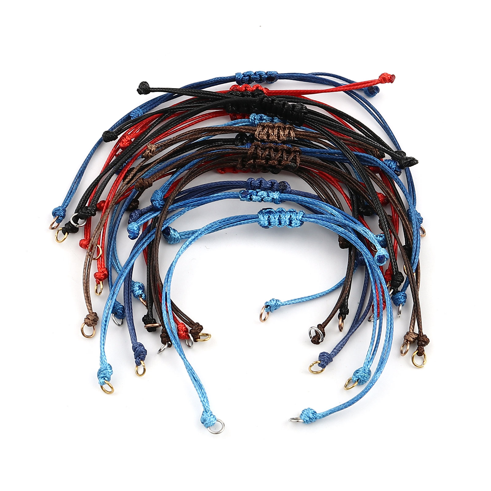 Multicolor Corda Lucky Bands, Pulseiras trançadas, Poliéster, Pulseiras artesanais, Trança, Ajustável, Descobertas, 5Pcs