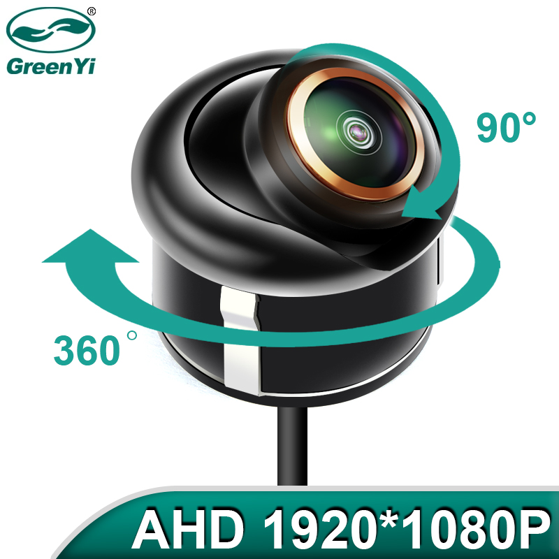 GreenYi 170 °   AHD 1920x1080P CBVS 720P Nero Telecamera posteriore di backup per parcheggio Corpo in metallo Telecamera per retromarcia per auto con obiettivo Fisheye