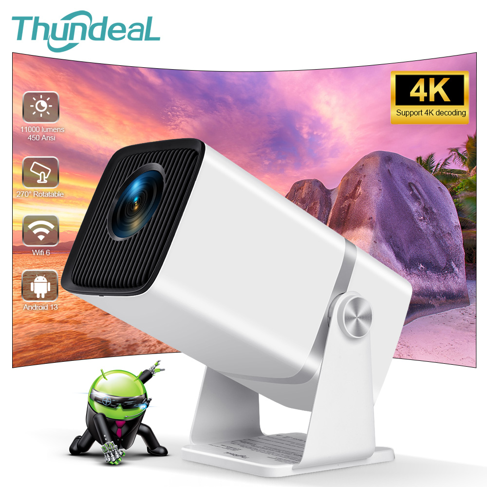 ThundeaL TD80W Full HD 1080P มินิโปรเจคเตอร์ 4K Android WiFi 3D โฮมเธียเตอร์ TD80 แบบพกพาโปรเจคเตอร์การประชุมวิดีโอภาพยนตร์ PK HY320