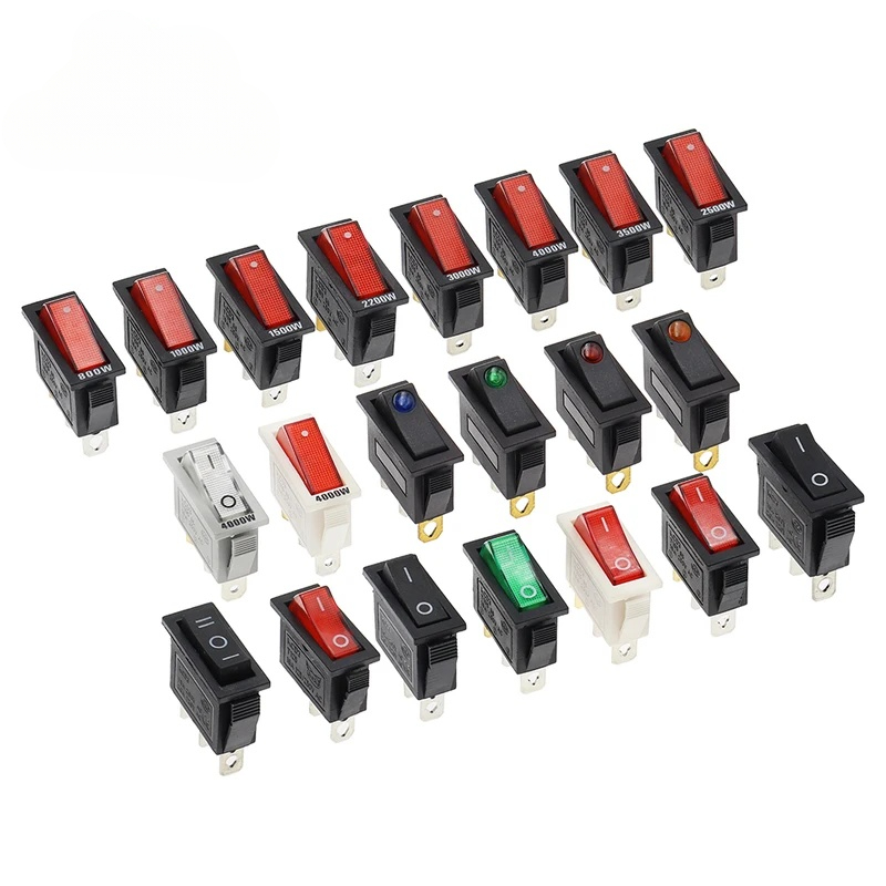 10 interruptores basculantes KCD3 ON-OFF ON-OFF-ON de 2 posiciones y 3 pines para equipos eléctricos con luz, interruptor de encendido