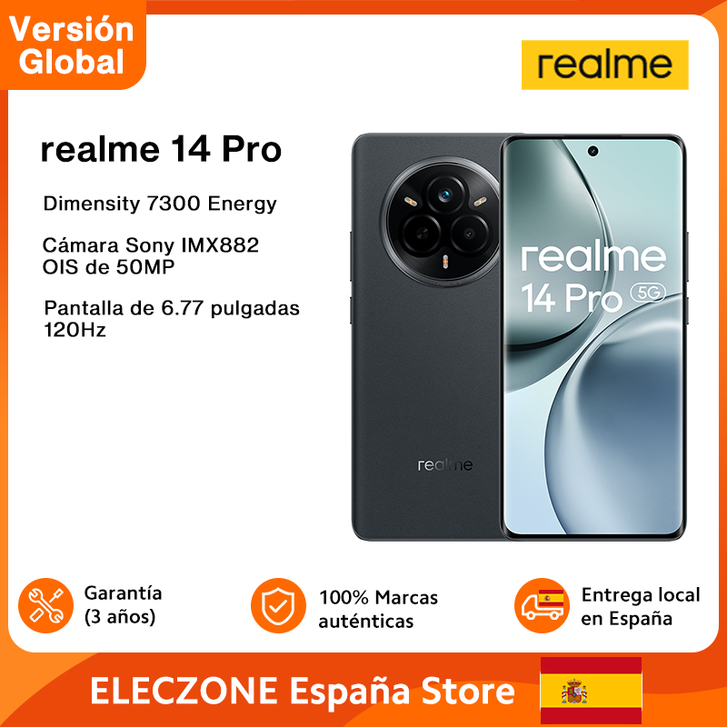 [Estreno mundial] realme 14 Pro 5G Smartphone Dimensity 7300 Chipset 6000mAh Batería 50MP Cámara Sony OIS Pantalla curva de 120Hz