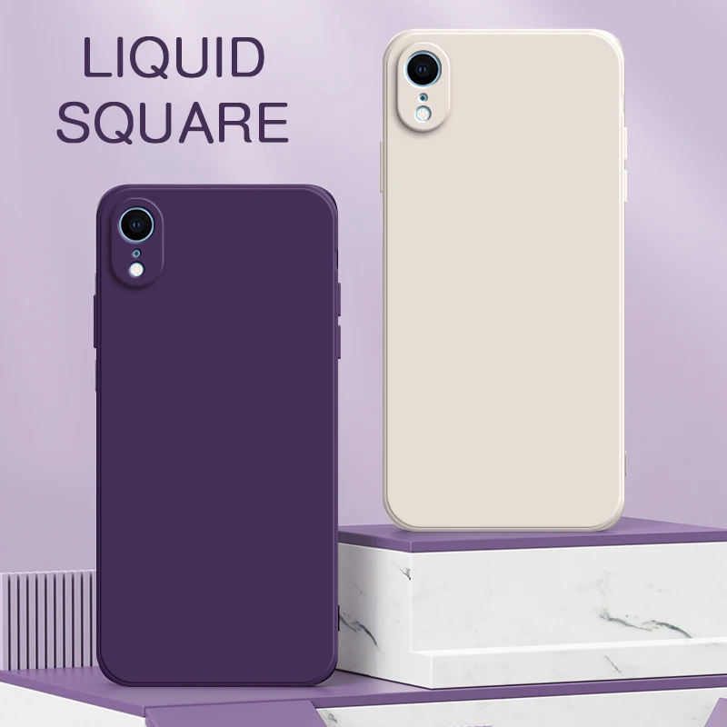 Роскошный квадратный жидкий силиконовый чехол для Apple iPhone 6 6s 7 8 Plus X XR Xs Max SE 2 3 2022 Защитный противоударный чехол для камеры 360