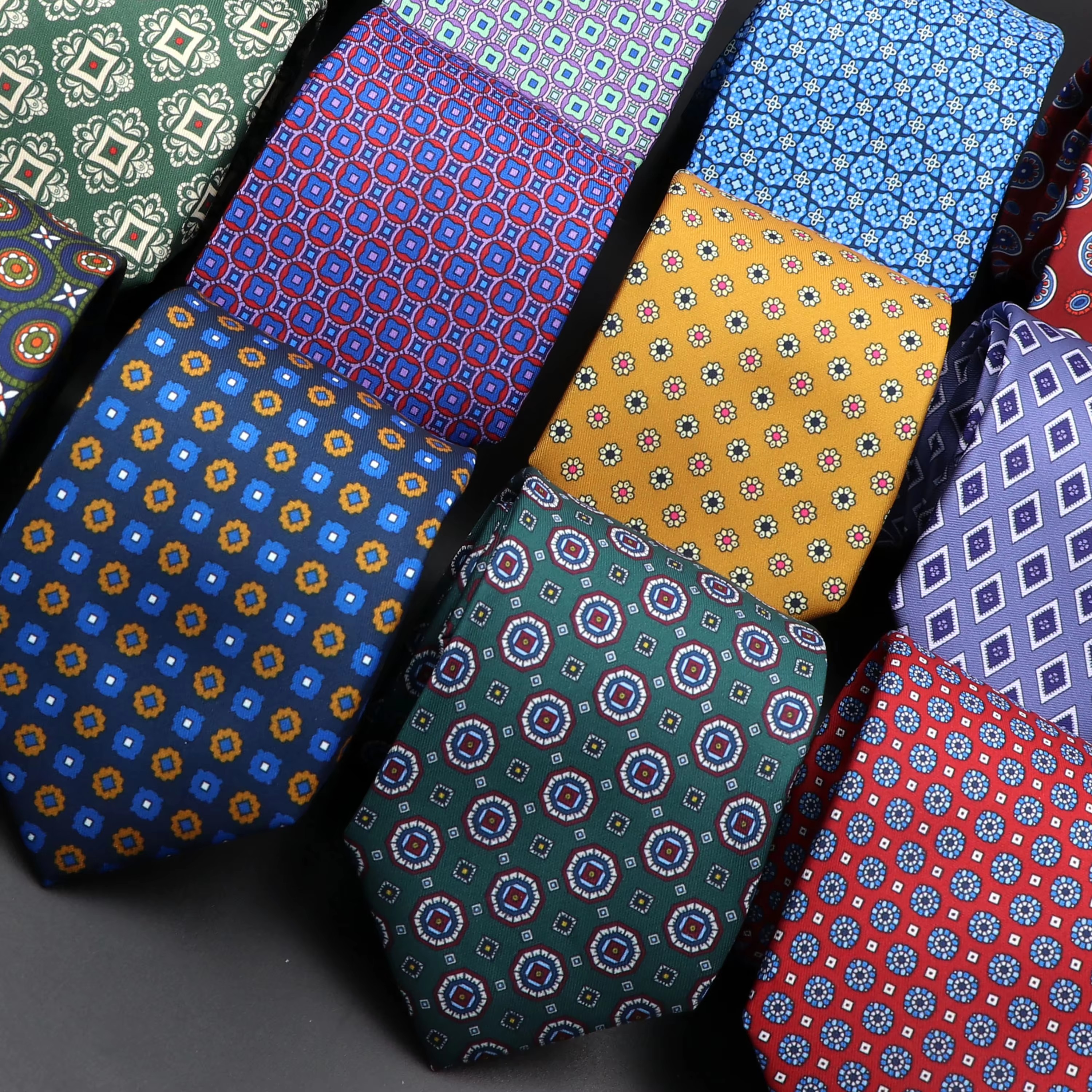 Gravata de seda da moda masculina 7.5cm macio novidade gravata azul verde laranja cor gravatas para homem dot floral bowtie casamento presente de negócios