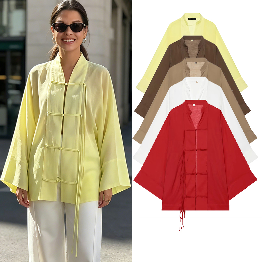 Elegante Damenbluse für Frauen, lockere Langarm-Shirts, einreihige Freizeithemden, modische, durchsichtige, dünne Oberteile