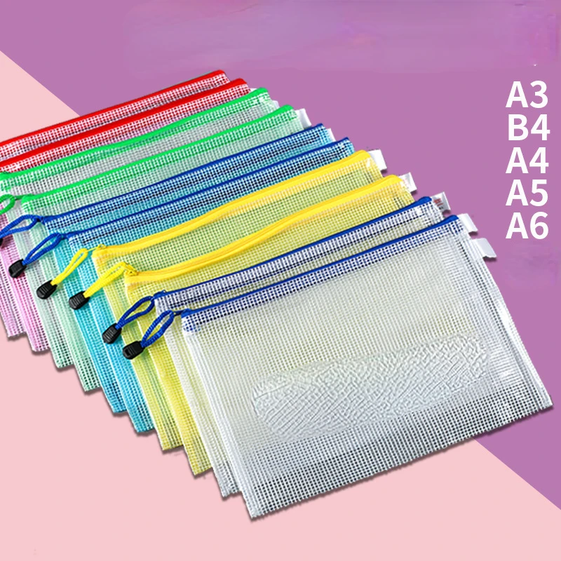 1 pc saco zip à prova dwaterproof água a3 a4 a5 a6 saco de documentos transparente caneta arquivamento produtos pasta bolso material escolar escritório
