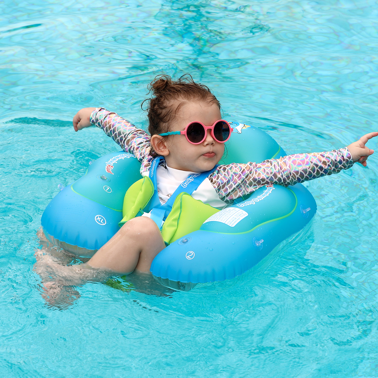 Flotador para Bebés Swimbobo Mejorado con Asiento de Seguridad, Flotador Inflable para Bebés, Anillo Flotante para Niños