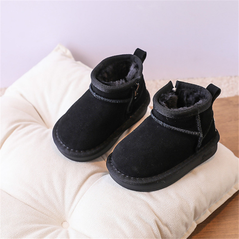 2024 novo inverno botas de neve do bebê couro quente de pelúcia meninos sapatos antiderrapantes moda da criança meninas botas