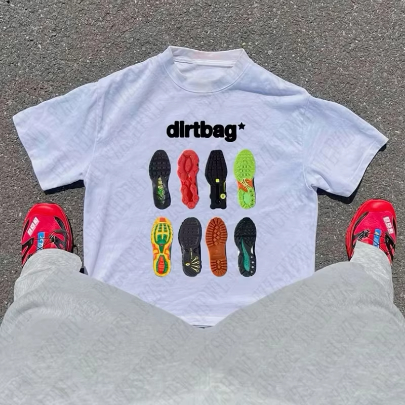 T-shirt con stampa floreale Morbida e traspirante Casual Comoda stampa grafica T-shirt stampata divertente Stile anime Streetwear Top Unisex Fas