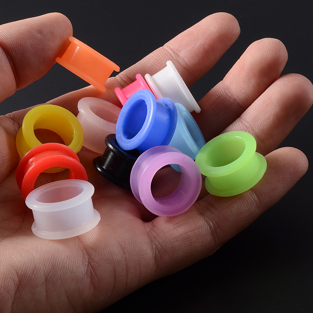 Tapones flexibles de silicona para túneles de oreja, medidores de Color carne hueca, expansor de Piercing, pendiente, joyería para el cuerpo, 3-20mm, 2 uds.