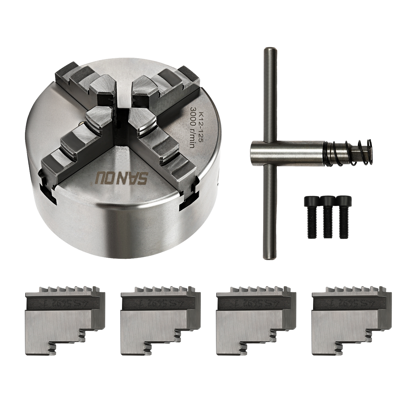 Mandrin de tour autocentrant à 4 mors, ensemble de mandrins autocentrants, mandrin autocentrant 3000 tr/min pour machines-outils générales, machines-outils CNC, machines de fraisage et de perçage, centres d'usinage