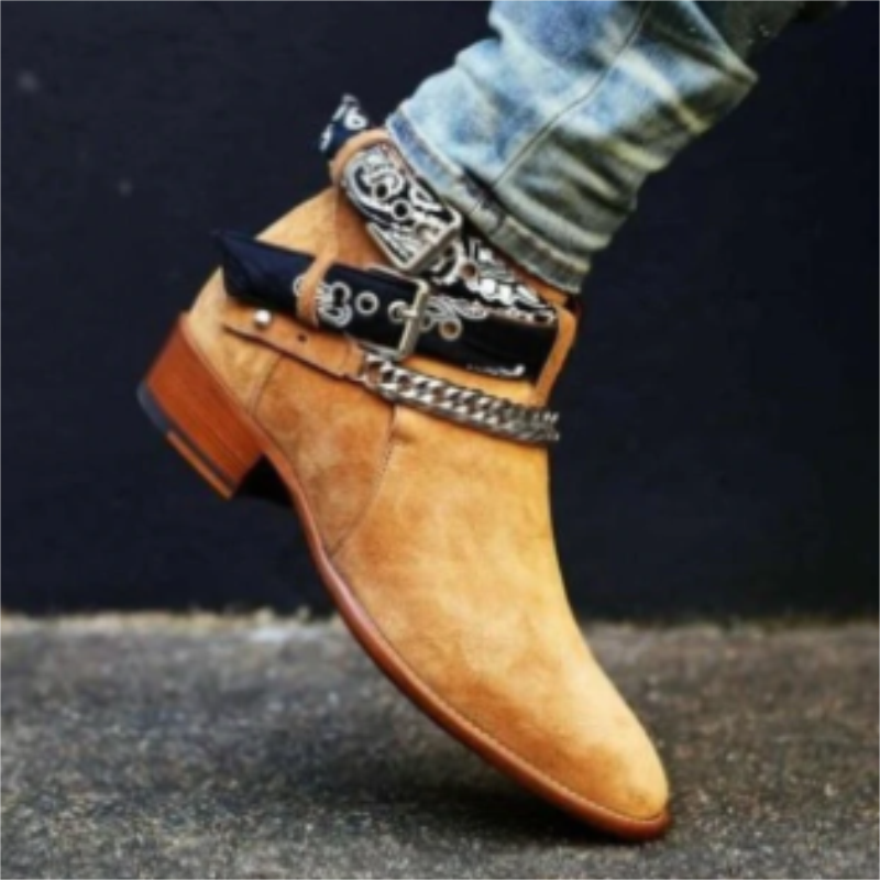 Hommes bottines jaune noir Faux daim boucle sangle classique mode livraison gratuite hommes bottes courtes Sapato Masculino