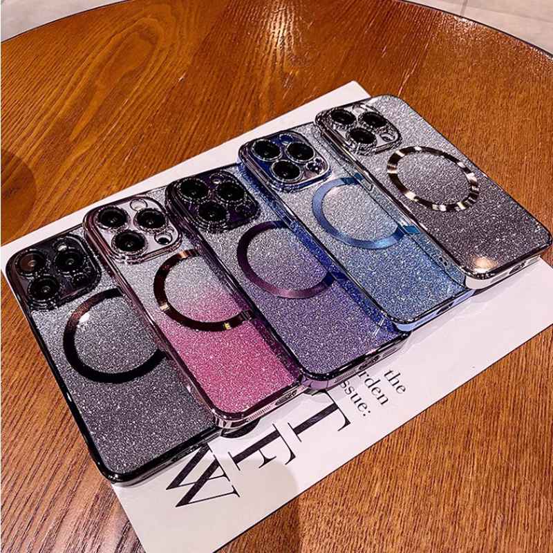 Custodia per telefono con anello magnetico con placcatura glitter per Realme 5 7 8 9 10 11 12 13 14 Pro Plus 4G 5G 5i 6i 7i 9i 11X 12X 14X C75 Soft Cover