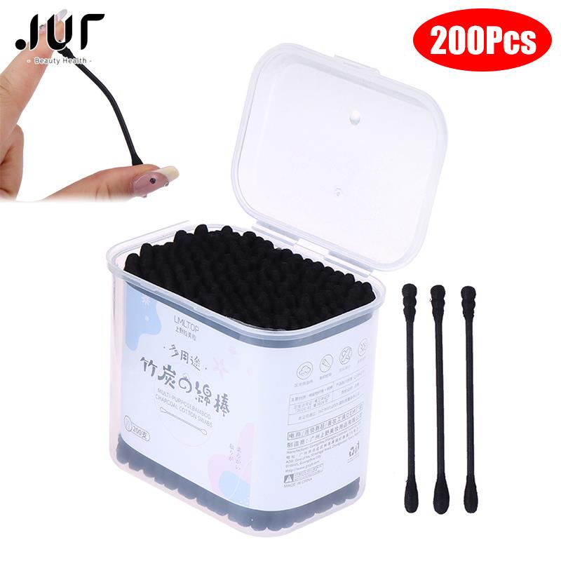 200pcs baby cotton swabs, double-ended sterile cotton swabs, spiral head, ear and nose multifunctional cleaning stick