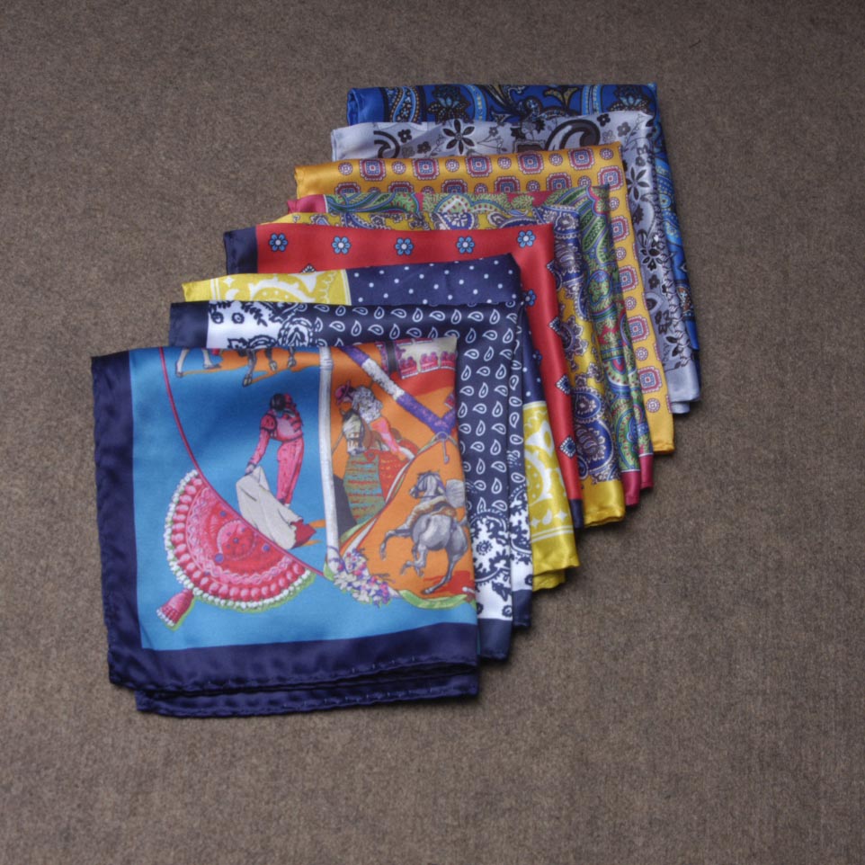 Luksusowa męska chusteczka jedwabne akcesoria Hanky ​​kieszonkowa kwadratowa chusteczka kieszonkowy szalik Paisley Polka Dots wesele bal
