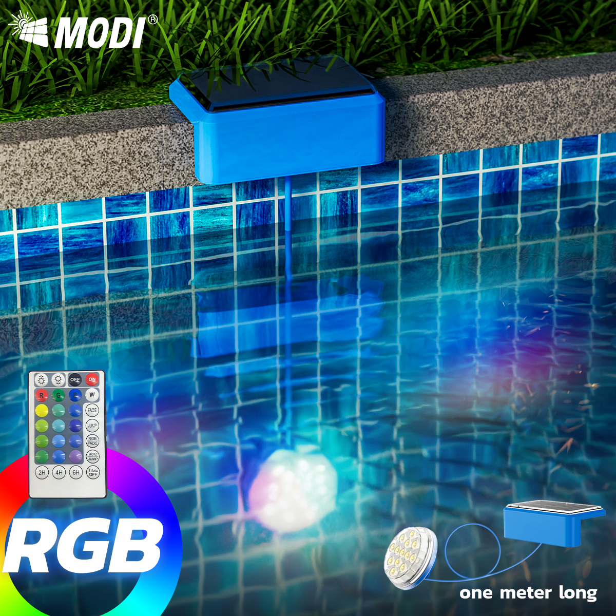 Luz solar para piscina IP67, luz impermeable para piscina, luz subacuática para piscina de 16 colores, adecuada para piscinas y estanques