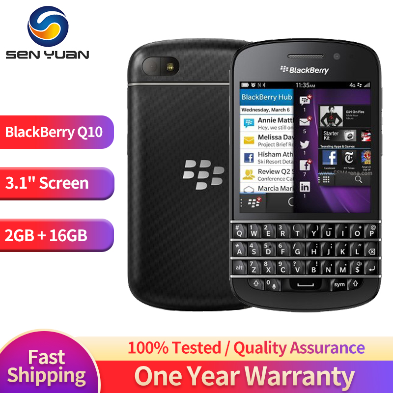 Original Blackberry Q10 4G Mobile Phone 3.1" 2GB RAM 16GB ROM 8MP QWERTY Keyboard Cellphone Dual Core BlackBerry q10 SmartPhone