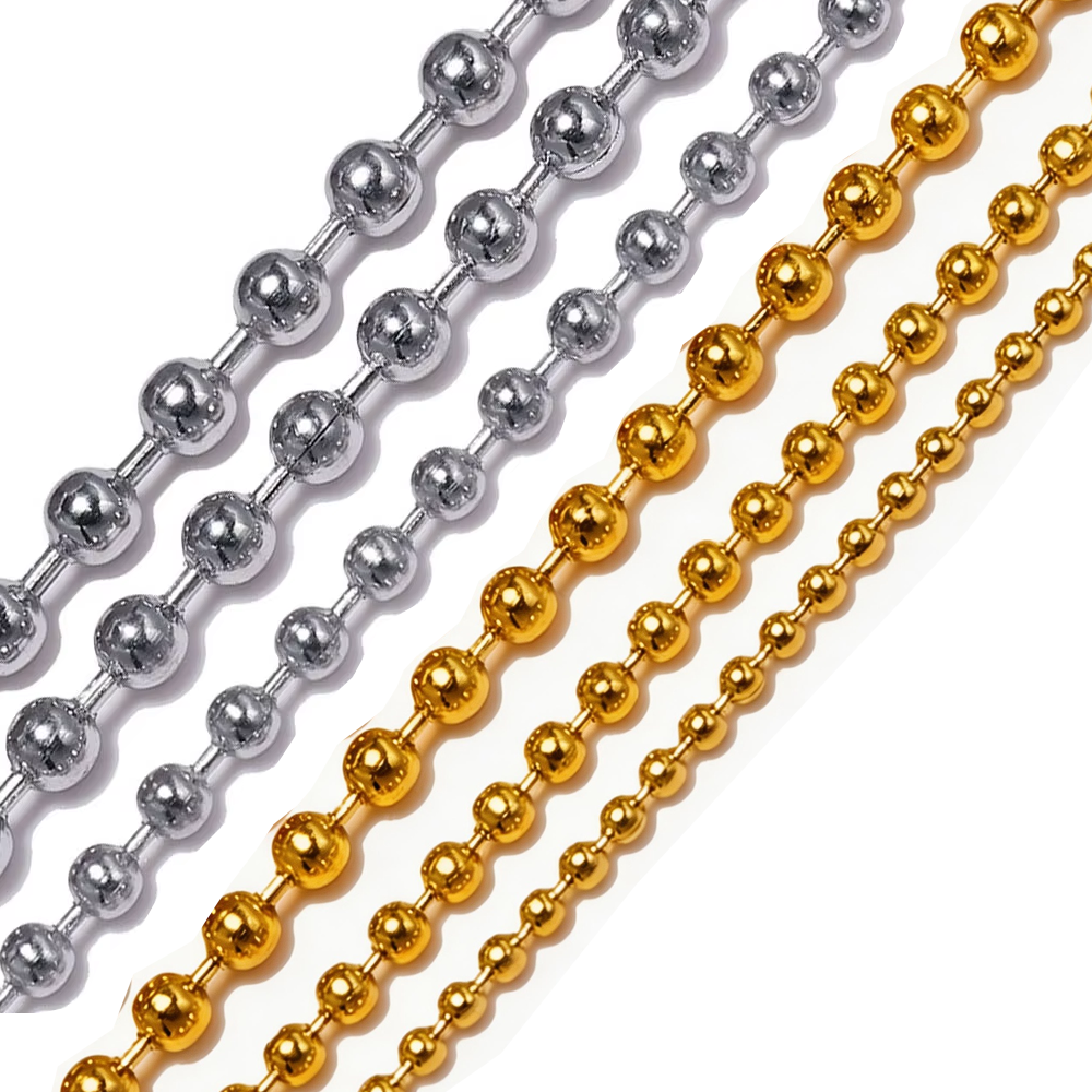 Collar de cadena de bolas de acero inoxidable de 1 metro, 1,2mm-10mm, para colgante o etiquetas de perro, cadenas con 5 uds. De conectores