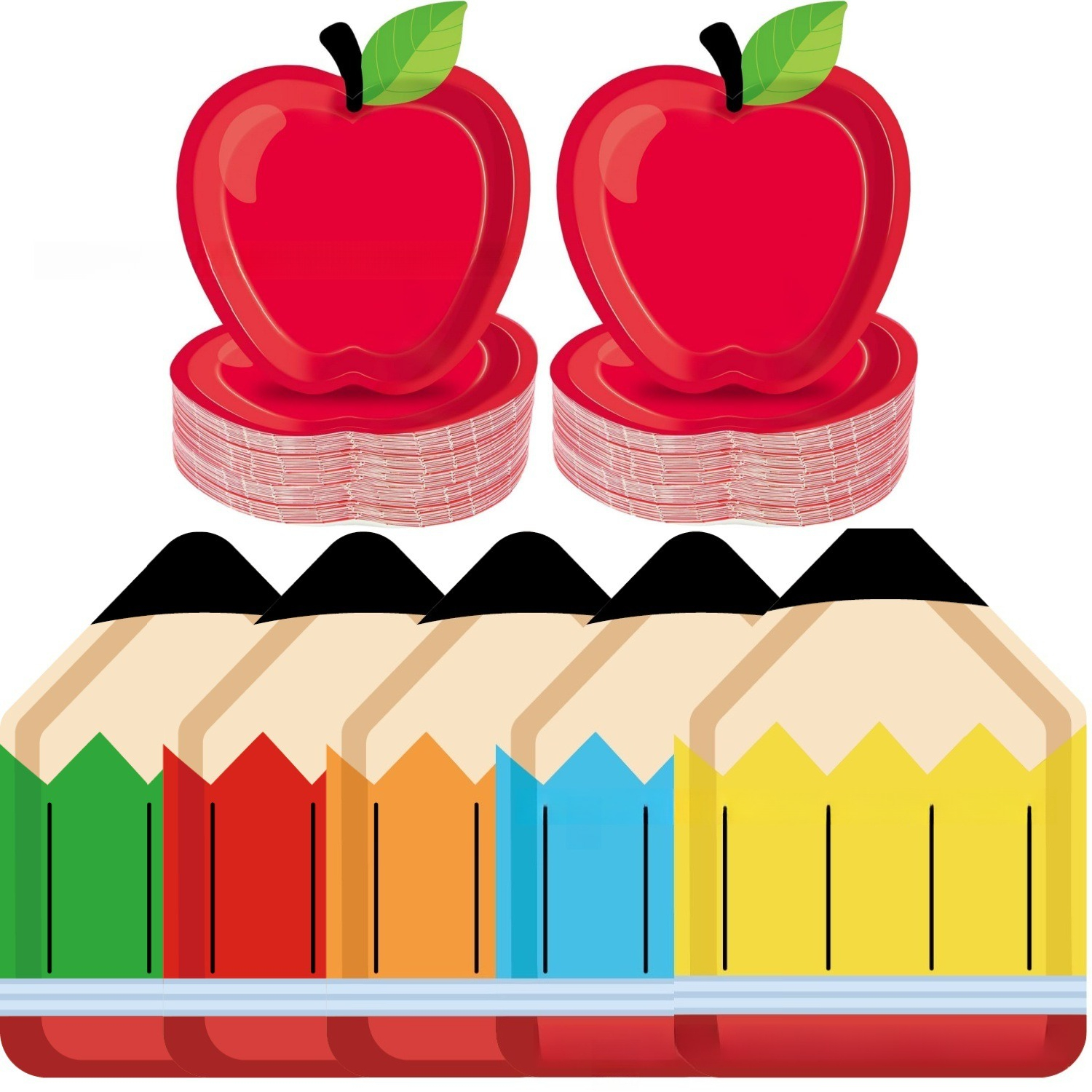 20p Start of School Party Themed Meal Tray, Children's School Graduation Decoration, Back To School Day, Apple Pencil Paper Tray