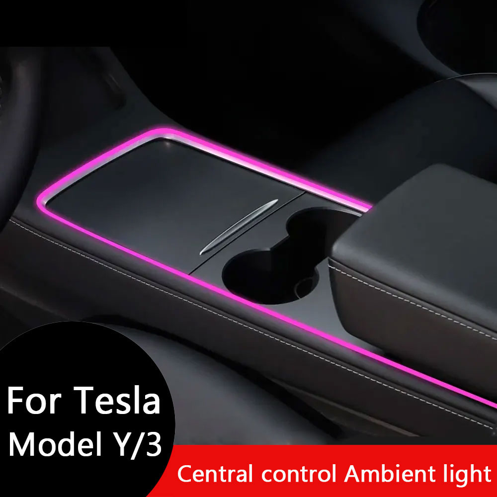 Voor Tesla Model Y/3 2021-2023 Middenconsole Dashboard Omgevingsverlichting Led Strips Neon Verlichting Midden Tesla accessoires
