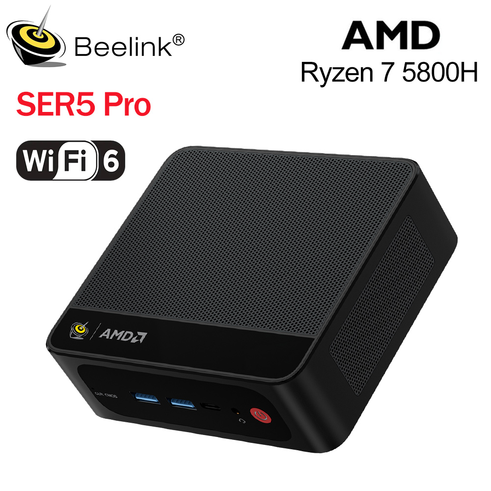 Beelink AMD Ryzen7 5800H SER5 Pro Mini PC DDR4 16GB RAM 500GB SSD SER5 Max 5800H WiFi6 4K HD Komputer stacjonarny Type-C SER5 5560U