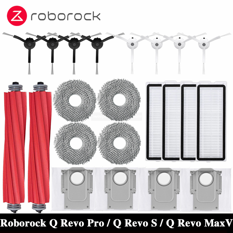 Roborock Q Revo MaxV/Q Revo S/Q Revo Pro Robot aspirador accesorio bolsa de polvo Cepillo Lateral principal filtro Hepa paños de fregona de repuesto