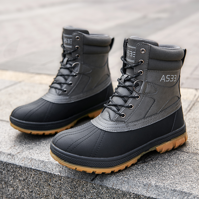 Grande taille 47 bottes d'extérieur pour hommes bottes de neige d'hiver pour hommes bottes de travail d'entraînement imperméable antidérapant garder au chaud chaussures d'hiver