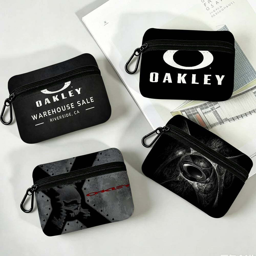 O-Oakleys logo Oxford stoffen portemonnee met ritssluiting, multifunctionele hangende muntentas voor creditcards, sleutels, munten, draadloze oordopjes