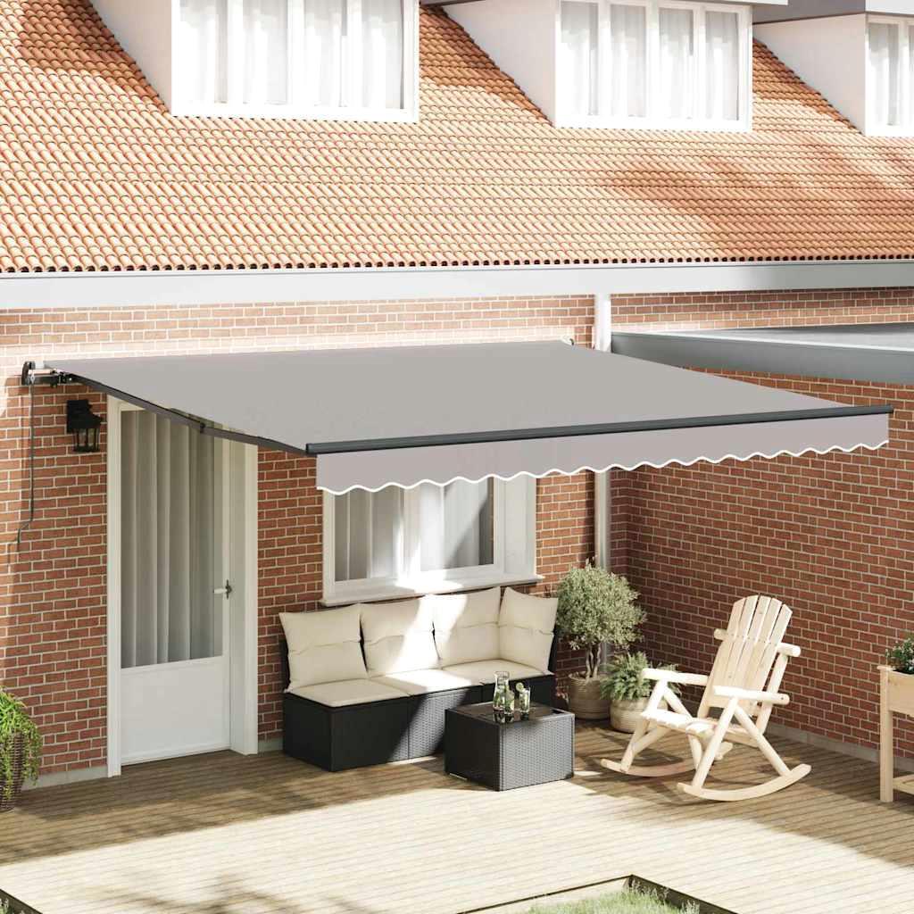 Uittrekbare grijze luifel 400x300 cm stof buiten zonnescherm luifel UV-bescherming tuin terrashoes