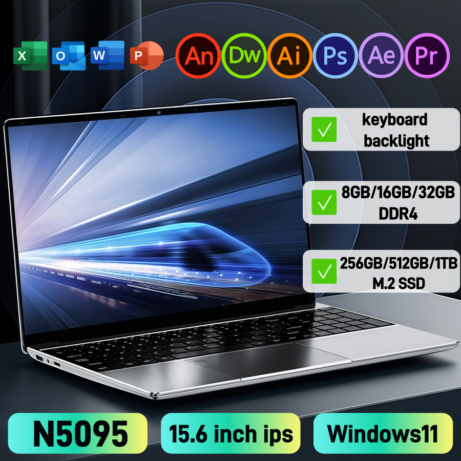 15.6인치 인텔 N5095 게이밍 노트북 휴대용 컴퓨터 PC 16GB/32GB DDR4 512GB/1TB SSD 윈도우11 IPS 백라이트 키보드 특가