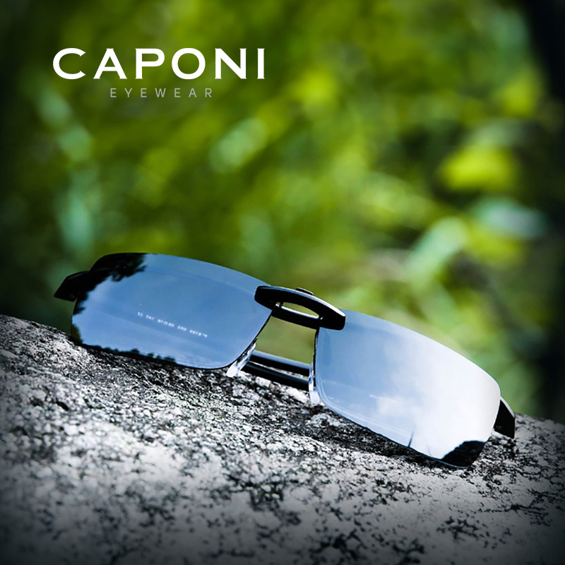 CAPONI Neue Sonnenbrille Clip Für Männer Platz Polarisierte Photochrome Gläser Clip Umgedreht Schützen Augen Licht Clip Auf Rahmen BS1282